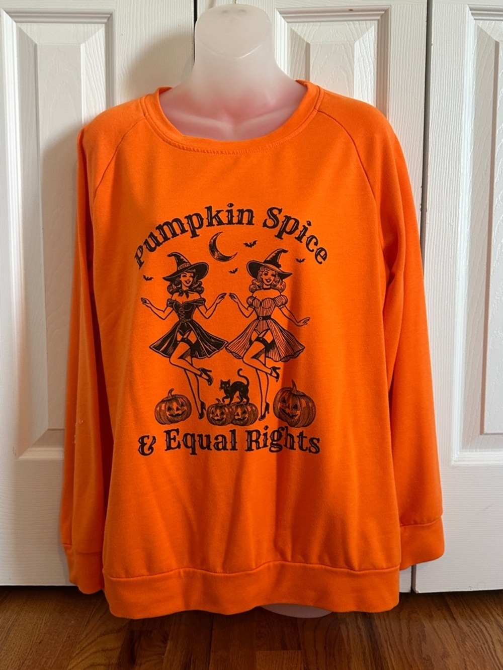 Pumpkin Spice & Equal Rights Feminist Orange Halloween Sweatshirt Medium M